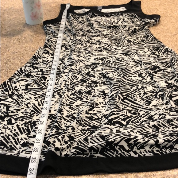 Chaps Petite Fit and Flare Dress Black and White - Picture 5 of 11